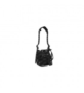 La mujer, Balenciaga Le Cagole Xs Cubo Bb Monograma del Dril de algodón Bolso de mano Negro