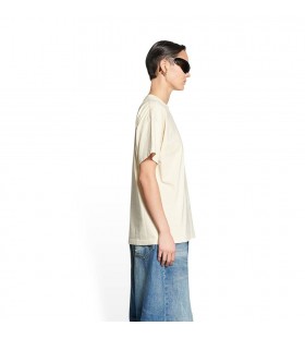 Ženy Balenciaga Paris Bb Ikonu Medium Fit T Košile Krém