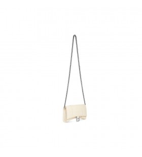 Kvinders Balenciaga Timeglas Med Kæde Krokodille Prægede Tegnebøger Beige