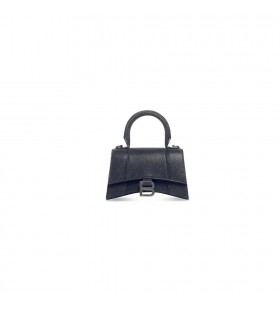 Kvinders Balenciaga Timeglas Xs Glitter Materiale Mini Taske Sort