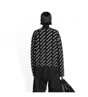 Kvinders Balenciaga Mini Logo Allover Sweater Strik Black