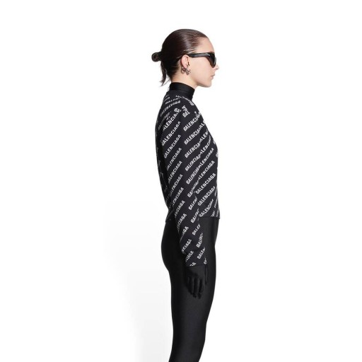 Vrouwen Balenciaga Mini Allover Logo Gebreide Trui Zwart