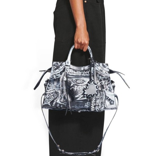 Naisten Balenciaga Neo Cagole Kaupungin Graffiti Käsilaukku Musta