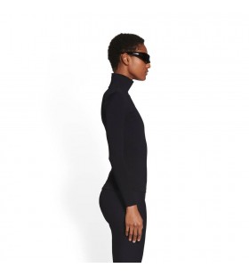 Naisten Balenciaga 3b Urheilu-Kuvaketta Turtleneck Neuleet Musta