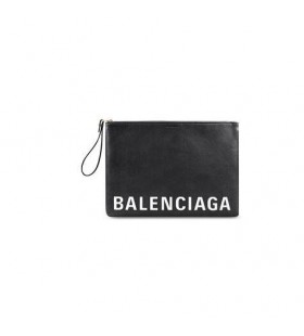 Women's Balenciaga Cash Pouch Whith Handle Pouches Black / White