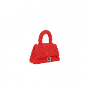Femme Balenciaga Fourrure Sablier Petit Sac à main Rouge