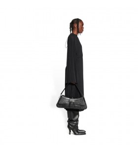 Women's Balenciaga Pleated Drawstring Dress Skirts Black