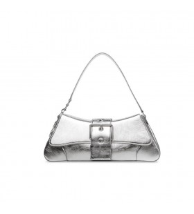 Γυναικών Balenciaga Lindsay Μεγάλες Πλισέ Εφέ Καθρέφτη Τσάντες Ώμου Ασήμι